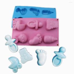 Baking Moulds 6 Cells Baby Feet And Toys Silicone Moulds 3D Chocolate Sugar Candy Jelly Cupcake Party Fondant Cake Decorating Tools