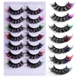 Eyelashes Coloured Fluffy Wispy Russian Strip Lashes with Colour Volume Curly Christmas Eye Lash Makeup Tools