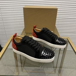 Top mens stylish studded shoes handcrafted real leather designer rock style unisex red soles shoes luxury fashion womens diamond encrusted casual shoe 00165