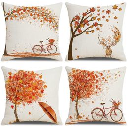 Pillow Beautiful Watercolour Landscape Bicycle Elk Pillowcase Cover Home Decoration