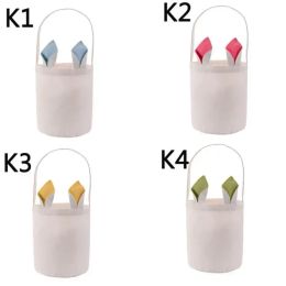 Party Favor Personalized Easter Bunny Bag Festive Sublimation Rabbit Basket Long Ear Decor Candy Toy Bucket Outdoor Portable Picnic Handbags