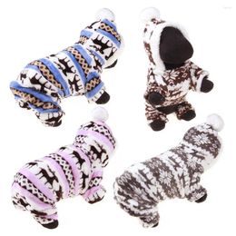 Dog Apparel Cute Winter Warm Christmas Pet Puppy Clothes Elk Heart Print Soft Hooded Coat Costume