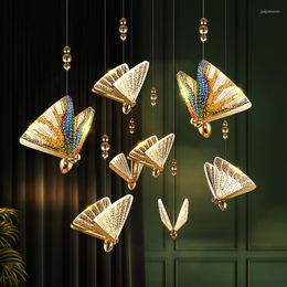 Pendant Lamps Modern Lights Led Nordic Hanging Lighting Suspension Butterfly Glass Bedside Bedroom Dining Bar Hall Indoor Decor Lamp