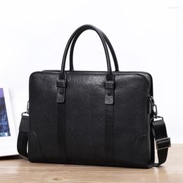 Briefcases Genuine Leather Men Bags Business Briefcase Large Capacity Laptop Bag High Quality Handbag Male Shoulder