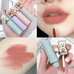 Lip Gloss 4 Colours Cute Bear Velvet Matte Lipstick Waterproof Long Lasting Sexy Women Makeup Tint Mud Cosmetic