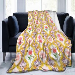 Blankets Soft Warm Fleece Blanket Pink Roses And Butterflies Winter Sofa Throw 3 Size Light Thin Mechanical Wash Flannel
