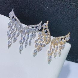 Stud Earrings 1pair Wing Tassel Shaped Earring Studs Luxury Full-jewelled Sexy Fashion Jewellery For Woman Gift