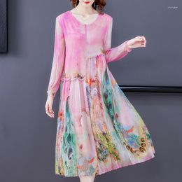 Casual Dresses 4XL 2022 Pink Floral Beach Midi Women Spring Summer O Neck Loose Plus Size Dress Female Elegant Bodycon Party Vestidos