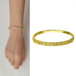 Bangle Trendy Round Bracelet Women Gold Silver Color Bangles African Jewelry Dubai Accessorie Christmas Gift Female