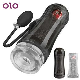 Beauty Items OLO Male Masturbator Penis Trainer Pump 10 Frequency Real Vagina Automatic Sucking Machine Adult sexy Toys For Men Products