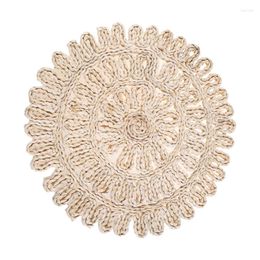 Table Mats 2022 Round Woven Placemats For Dining Natural Braided Straw Hollow Holiday Christmas Kitchen Tables