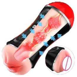 Beauty Items 2 In 1 Male Real Vagina Deep Throat Double Masturbator Adult Endurance Exercise sexy Toy Pussy Masturbators for Men Shop