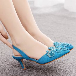 Elegant Women Sandals Ladies Party Dress Stiletto Wedding Shoes Luxury Rhinestone High Heels Slingback Pumps