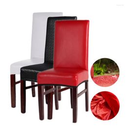 Chair Covers Waterproof Cover PU Leather Elastic Seat Dining Oilproof Chairs For Banquet Wedding Restaurant Christmas Decoration