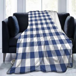 Одеяла мягкое теплое флисовое одеяло синее белое клетчатое зимнее диван бросает 3 размер легкой механической фланели