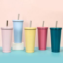 17oz Metal Colourful Tumblers With Lids&Straws Stainless Steel Water Bottles 500ml Double Insulated Cups Drinking Milk Mugs By Air A12