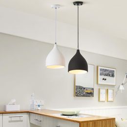 Pendant Lamps Nordic Restaurant Light Led Living Bedroom Bedside Bar Black And White Small Kitchen Study Hanging Suspension Decor Lamp
