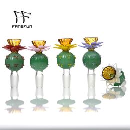 Glass Smoking Accessories Bowl Flower 14mm Male Joint 25mm Dia 82mm Length for Quartz Banger mixed Colour bong