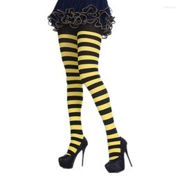 Women Socks Girls Halloween Cosplay Tights Rainbow Multicolor Striped Opaque Stockings Length Slim Pantyhose For Christmas Costume