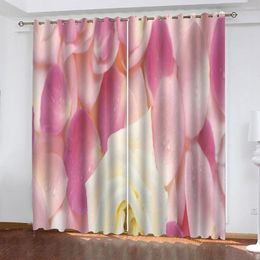 Curtain High Quality Custom 3d Fabric Pink Rose Curtains Printing Blockout Polyester Po Drapes