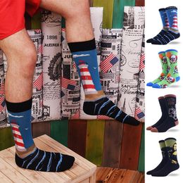 Men's Socks 2022 Men Fashion Oil Painting Personality Retro Character Winter Tube Funny