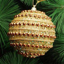 Christmas Decorations 8CM Merry Pendant Rhinestone Glitter Baubles Ball Xmas Tree Ornament For Home Balls Hanging Decoration