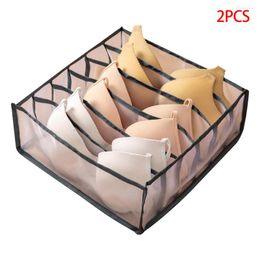 Storage Drawers 2 Pieces Underwear Box Resuable Sock Organiser Drawer Separate Underpant Cabinet 6 Grid Grey