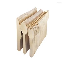 Dinnerware Sets 300PC Disposable Wooden Cutlery Set Home Party Dessert Spoons Knives Forks Dining Tableware