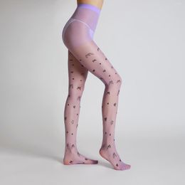 Женские носки дизайны высококачественные сексуальные буквы звезды Love Print Trangs Trangle Blue Red Purple Countyhose Womens Stockings