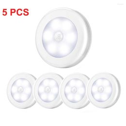 Night Lights 5 Pcs Wireless Motion Sensor LED Light Battery Powered Cabinet Lamp Bedside For Bedroom Home Closet Lighting