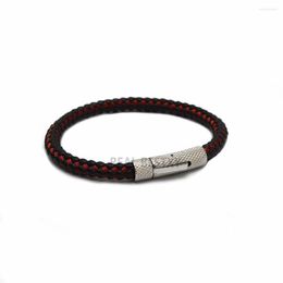 Charm Bracelets 5pcs/lot Mens Bracelet RED BLACK Braided Leather For Men Stainless Steel Clasp Wholesale Jewellery WOMEN