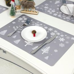 Table Mats 12pcs Christmas Decor Placemats PVC Mat Kids Cartoon Dining Dish Plate Pads Coasters