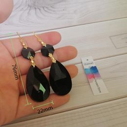 Chandelier Crystal Camal 2pcs Black 38mm Drop Pendant Prisms Suncatcher Lighting Lamp Parts Bowtie Pin Beads Garland Hanging DIY