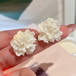 Stud Earrings 2022 Korean Sweet Fresh Resin Flowers Contracted Fashion Joker Fine Women Trend Temperament Jewelry
