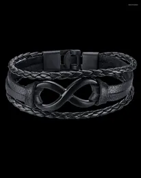 Bangle Vintage Mens Bracelets Braided Leather 8 Infinity Charm Retro Male Jewelry With Hook Locket B00271