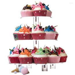 Baking Tools 3 Tier Cupcake Stand Acrylic Glass Round Cake Holders Dessert Tea Party Serving Platter Candy Bar