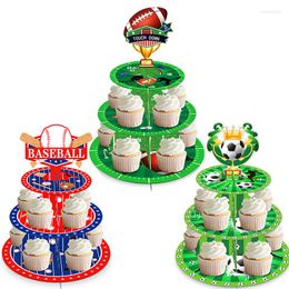 Festive Supplies 3-tier Football Touch Down Cupcake Holder For Football/baseball Happy Birthday Baseball/football Game Party Decorations