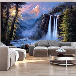 Tapestries Home Tapestry Wall Hanging Nordic Natural Scenery Waterfall Abstract Background Cloth Room Decor Aesthetic Mural Boho