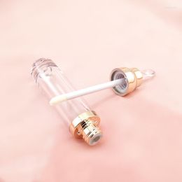 Storage Bottles 10 Pcs 6Ml Bright Gold Cover Transparent Lip Gloss Tube Wholesale Empty Make-Up Container