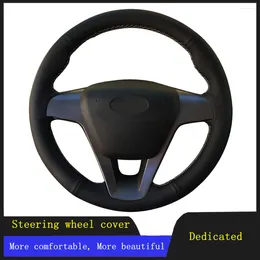 Steering Wheel Covers DIY Car Accessories Cover Black Hand-stitched Non-slip Breathable Genuine Leather For Lada Vesta 2022