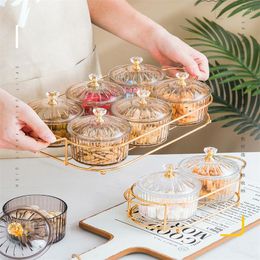 Plates Snack Dish Dried Fruit Dessert Plate Serving Tray Transparent Platter Glasses Bowl With Lid Candy Nuts Salad Cake Dishes