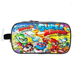 Cosmetic Bags Super Zings Pen Bag Cartoon Pencil Case Kids Double Layer Things Box Boys Girls Students Stationery Storage