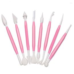 Baking Tools 8pcs Cake Carved Group Pink Fondant Sugar Flower Sculpture Shaping DIY Kitchen Accessories