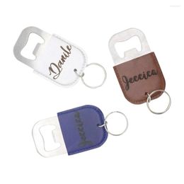 Party Favour 1 Piece Personalised Customised Engraved Stainless Steel & Leather Bottle Opener Birthday Gift Company Logo Keychain