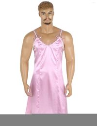 Men's Sleepwear Men Adults Sissy Dress Vintage Fancy Slip Smooth Satin Adjustable Spaghetti Shoulder Straps V-neckline Low Back Men's