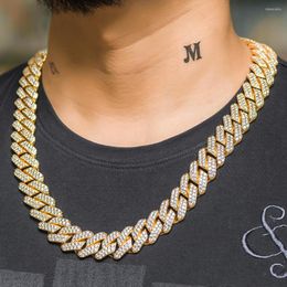 Chains 19mm Two Rows Prong Cuban Link Choker Full Iced Out Chain Dad Jewellery