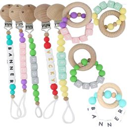 Party Supplies Personalized Custom Pacifier Clip With Name Rattle Ring Fiddle Silicone Toys Baby Shower Gift Born