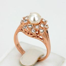 Cluster Rings Top Quality ZYR171 ZYR182 Elegant Imitation Pearl Crystal Ring Silver Colour Austrian Crystals Full Sizes