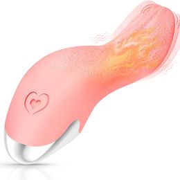 Beauty Items Clitoris Tongue Licking Vibrator Heating Function 9 Modes Female G-spot Rechargeable Waterproof Adult sexy Toys For Women