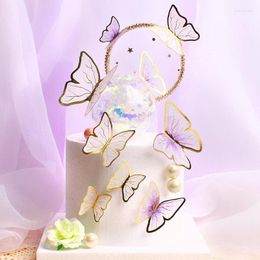 Festive Supplies Butterfly Chiffon Valentine's Day Cake Topper Romantic Birthday For Party Baking Decorations